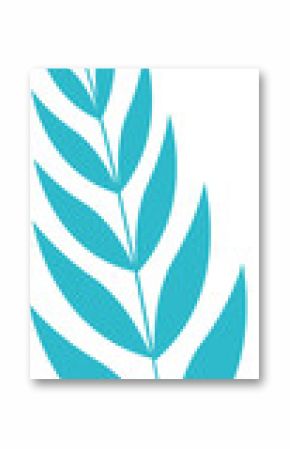 Stylized leaf branch floating on transparent background, showcasing turquoise botanical motif