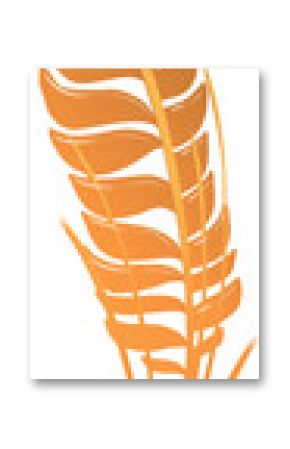 Stylized orange feather leaf is floating in vector with gradient shading on transparent background