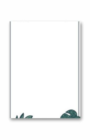 Decorative leaf frame is featuring mosaic-style green leaves in flat design, transparent background