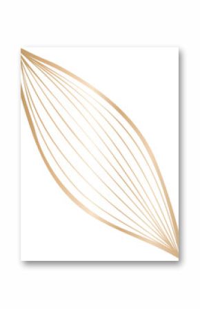 Abstract metallic leaf is floating on clear background in vector, forming curved gold line illusion