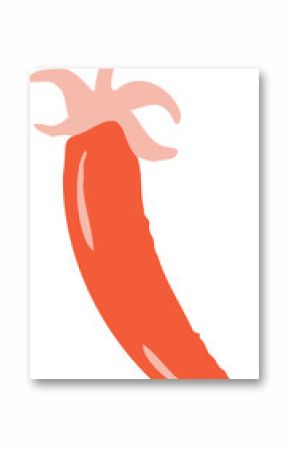 Flat design showing stylized red chili pepper with light pink leaf crown on transparent background