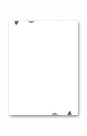 Showing floral border in flat style on transparent canvas, featuring white flowers and green leaves