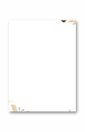 Ornate corners are forming flat border on clear background with butterfly, leaf motifs, copy space