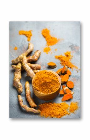 Raw turmeric root curcuma longa powder