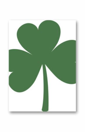 Green four-leaf clover icon is floating on transparent background, vector flat design, copy space