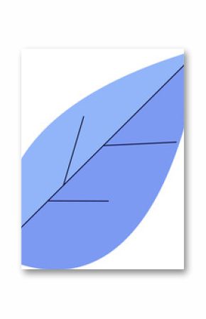 Vector showing stylized leaf floating on transparent background with bold stem and branching veins