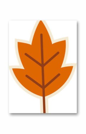Stylized orange leaf appearing on transparent canvas, with beige border and dark brown veins
