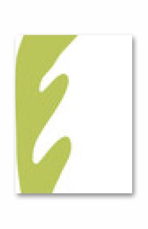 Abstract green form is appearing as stylized leaf shape in flat design, transparent background