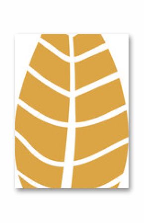 Abstract leaf-shaped icon is featuring flat design with bold vein pattern, transparent background