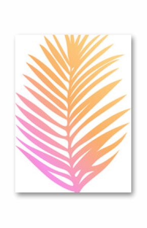 Palm frond leaf is being shown in vector design with pink-yellow gradient transparent background
