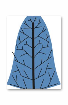 Triangular blue leaf graphic is appearing on transparent background with black vein network