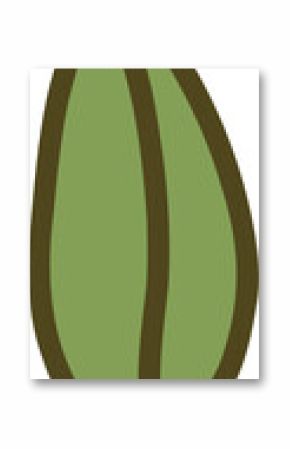 Cartoon green leaf is being shown in flat design with brown outline, vein, transparent background