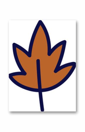 Stylized maple leaf shape is floating on transparent canvas, with thick dark navy outline