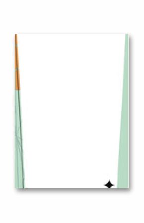 Tilted dark grey trapezoid is floating on see thru bg, mint lines, orange accent, tricolor sparkles