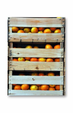 Wooden crates with oranges