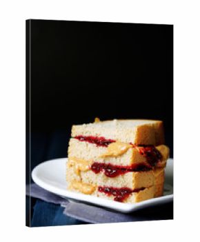 Tasty sandwich with jam and peanut butter