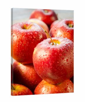 Dewdrops on the red apples