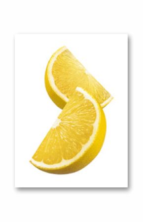 Two lemon quarter slices isolated on white
