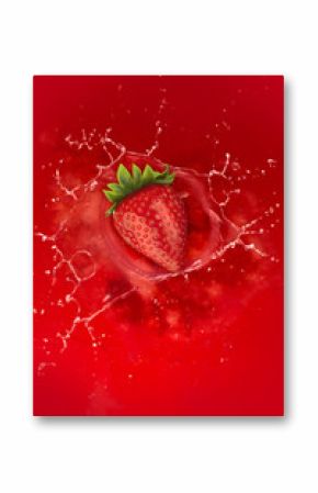 strawberry splash into juice liquid red