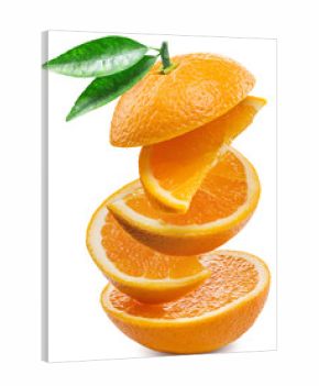 Orange slices on white background.