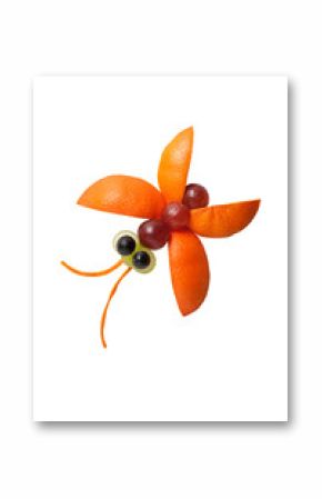 Funny butterfly made of fruits on isolated background