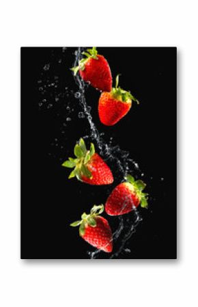 Strawberries in water splash