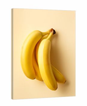 Bananas on a yellow background. Exotic fruit viewed from above. Top view.