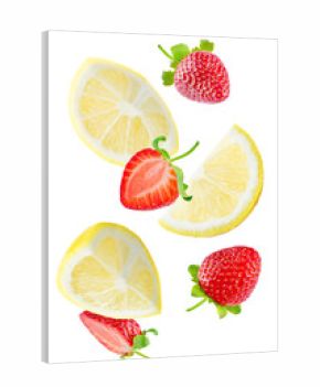 Flying Lemon slices with strawberry slices