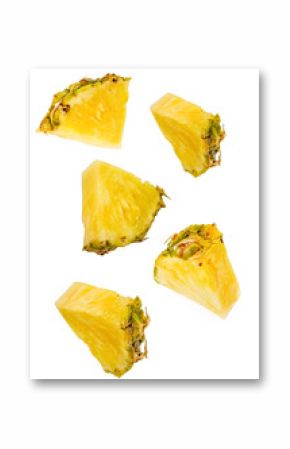 pineapple slices flying isolated on white with clipping path