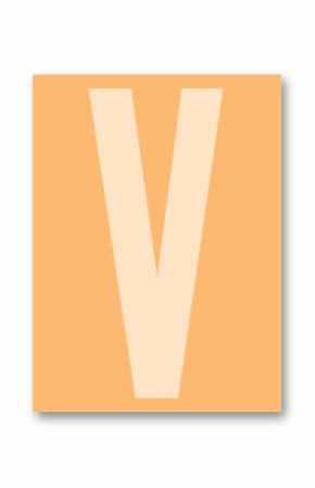 Minimalist graphic is showing pale cream letter V on peach block with transparent background