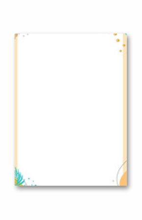 Decorative frame is showing peach border, flat leaf motifs, dots and curves, transparent background