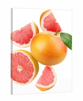 Falling grapefruit and grapefruit slices.