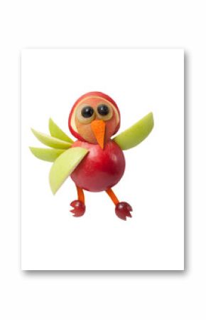 Waving bird made of fruits on clear background