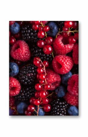 Berries assorted mix in studio on dark background