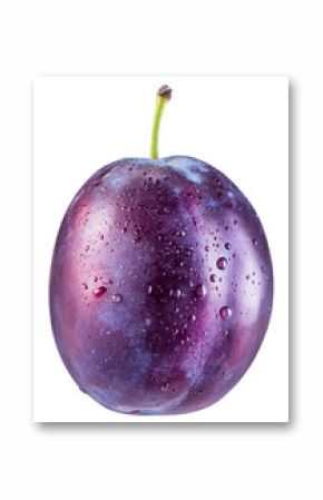 Plum with water drops. File contains clipping path.