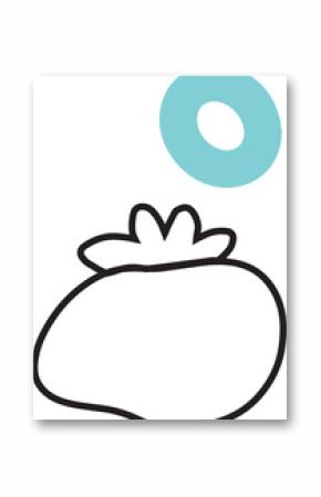 Flat design berry graphic floating on transparent background, showing leaf tuft and hovering ring