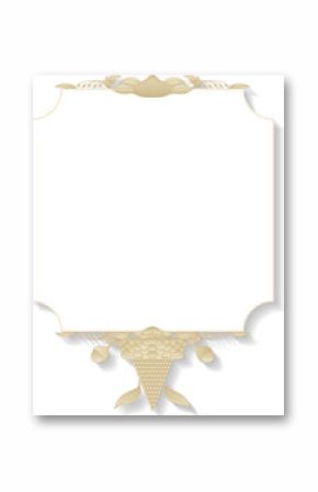 Ornate frame is featuring scrollwork and grape cluster in 3D render on transparent background