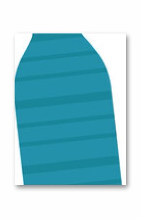 Flat baby bottle showing teal stripes, green ring, orange cap on transparent background, copy space