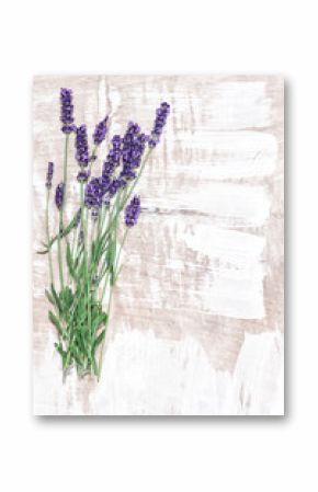 Lavender flowers over rustic wooden background. Country style de