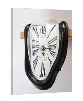 Decorative clocks drain off the shelf. The clock is a symbol of the impermanence of time. Free space for text.