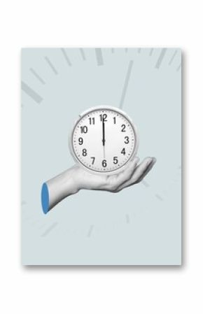 The huge hand hold a big clock