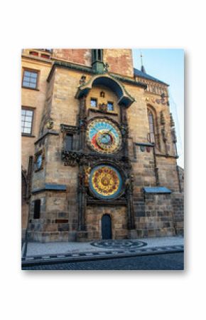 View of Astronomical clock in Old Town of Prague city.
