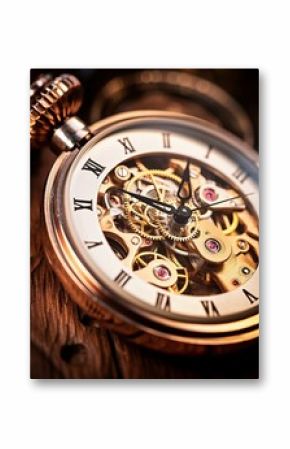 Detailed Close-Up of Vintage Pocket Watch Mechanism and Elegant Design