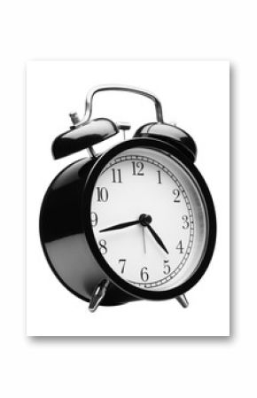  black alarm clock isolated on white background