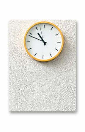 Simple analog clock on white wall loft concrete wall