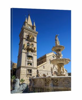 MESSINA, ITALY - NOVEMBER, 06 - Messina Duomo Cathedral with astronomical clock and fountain of Orion