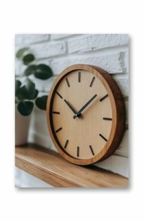 Minimalist round wooden wall clock