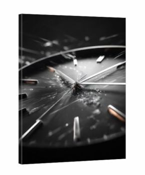 Shattered clock face close-up