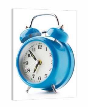 Blue alarm clock on white background