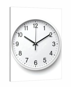 White analog clock showing time